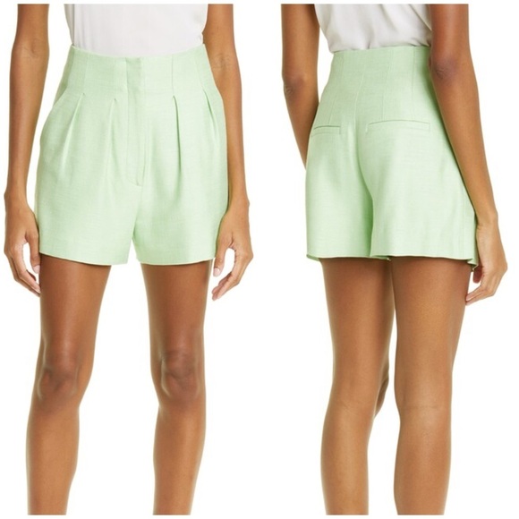 New Veronica Beard Pistachio Green Gables Shorts Pleat Front Sz 14 - Picture 2 of 13